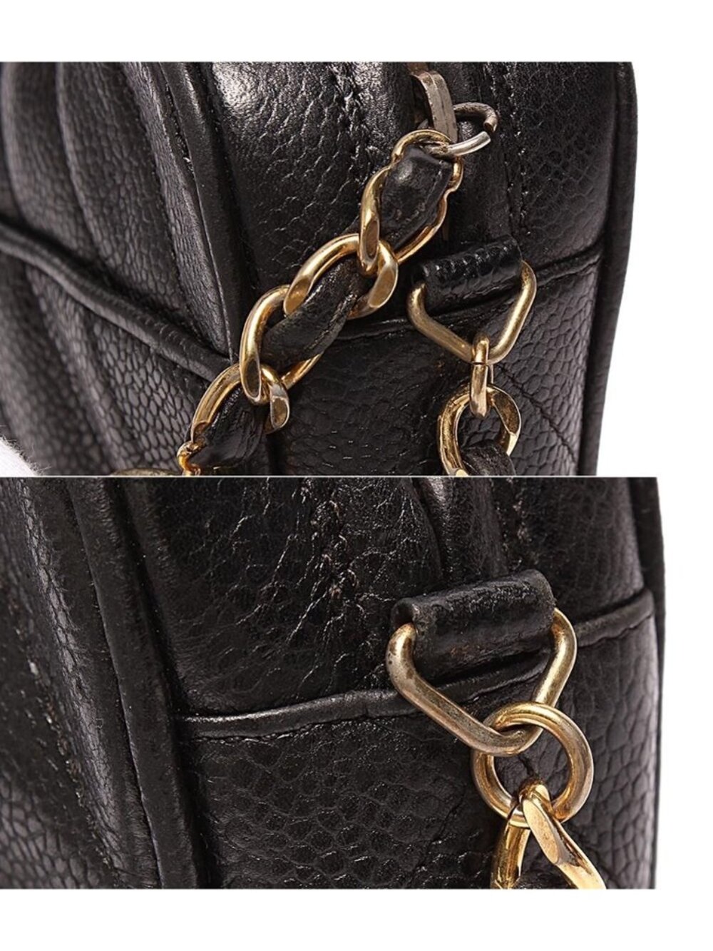 Chanel Chain Shoulder Bag CC Logo with Tassel Chez Blanc Stitching Gold Caviar - Picture 6 of 10